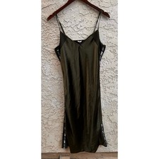 Vintage Juicy Couture Satin Slip Dress Olive Green Size Medium
