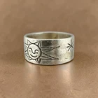 Vintage 925 Sterling Silver Happy Sun & Star Band Ring Size 6.5