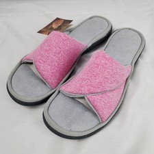 Women's Size 11-12 Open Toe House Slippers with Comfy Velvet Lining, Memory Foam