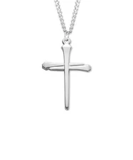 925 Sterling Silver Nail Cross Christian Pendant Medal Necklace Made In USA