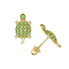 14k Yellow or White Gold Turtle CZ Stud Earrings