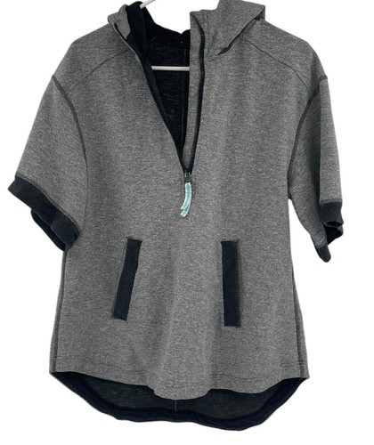 IVIVVA Girls Gray Fleece 1/2 Zip Short Sleeve Pullover Hoodie Sweatshirt size 14 - Picture 5 of 13