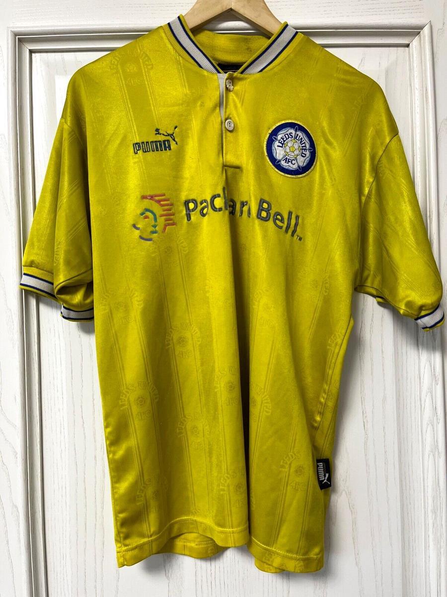LEEDS UNITED football AWAY shirt JERSEY 1996 1997 1998 YELLOW PUMA