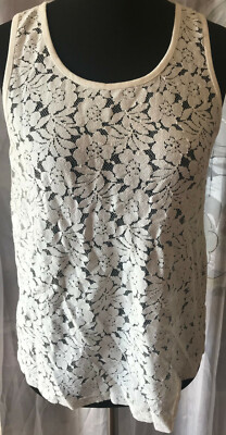 ONLY WEEKEND WARDROBE Stylishes Damen TOP Träger Shirt Gr 38 Champagne Spitze 
