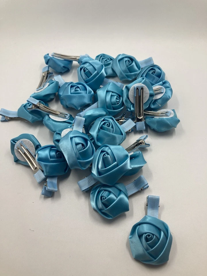 Blue Flower Hair Clip Roses Hair Claw Girls Women 2”x 1” Wholesale Lot 60 Pcs - Image 2 of 4
