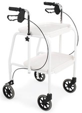 Adjustable Height Trolley Walker Indoor Household Mobility Aid - White