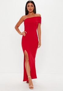 one shoulder maxi dress red