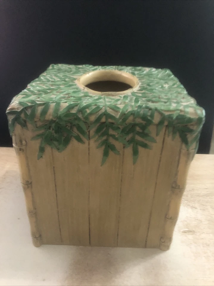 SURF SHACK TIKI HUT TROPICAL HAWAIANO PAÑUELO CAJA SOPORTE BAMBÚ Estilo Boho Foto 2 de 4