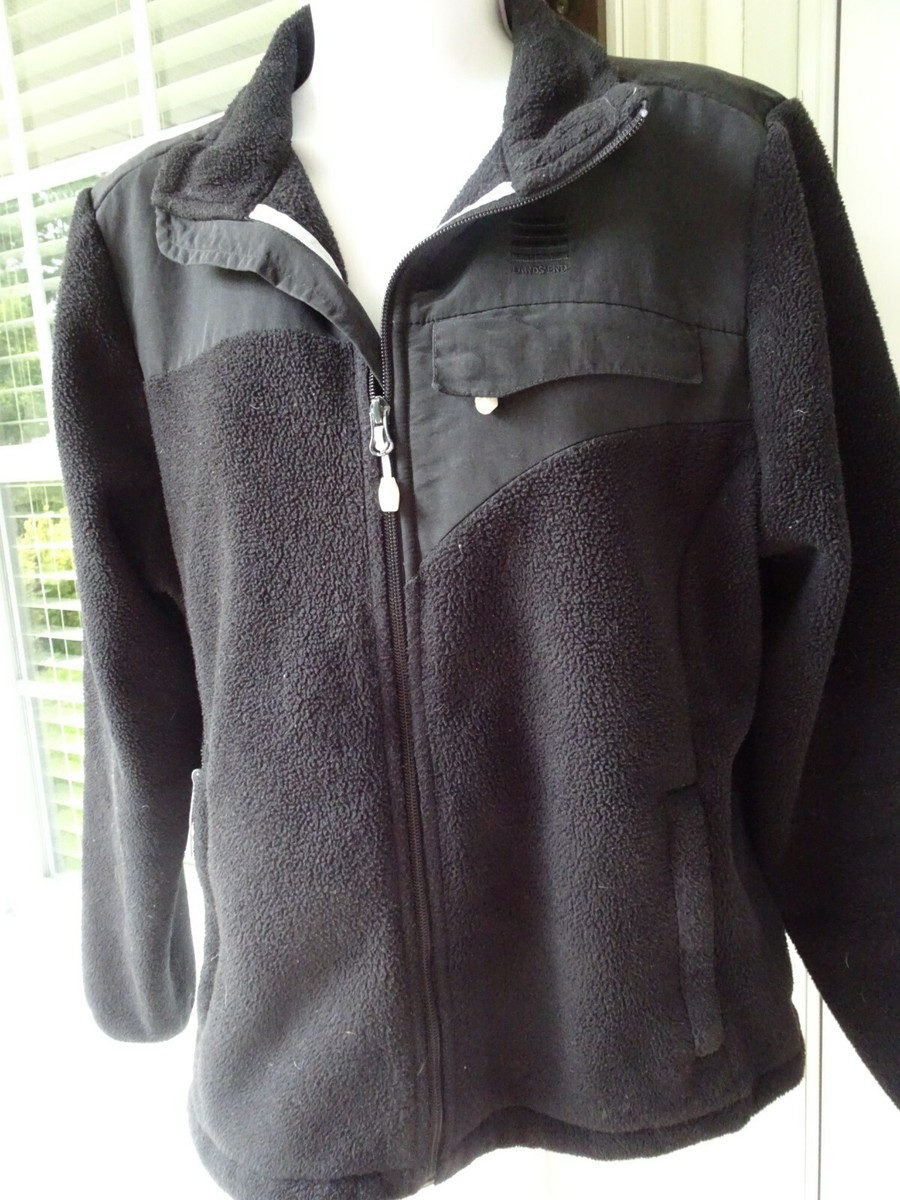 Land's End Classic Style Jacket-Boy's Black- Fleece & Nylon Land's End Classic Style Jacket-Boy's Black- Fleece & Nylon
