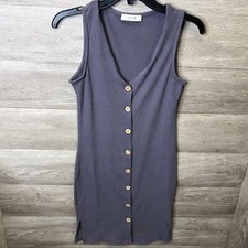 Jessy B Womens Size XS Purple Ribbed Sleeveless Button Front Bodycon Dress NWOT