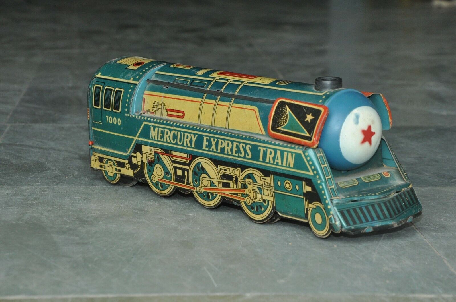 Details zu  Vintage Reibung 7000 Mercury Express Zug Litho Verpackt Blech Spielzeug, Japan? Neue Bestände