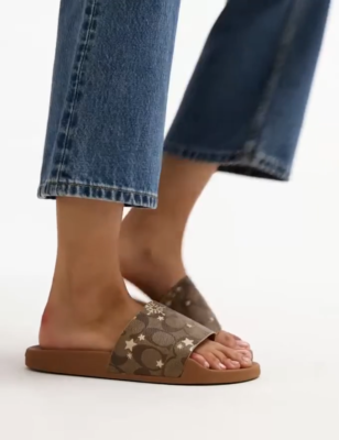 💙Coach Uli Sport Slide CU148 Size Dark Denim Blue Signature