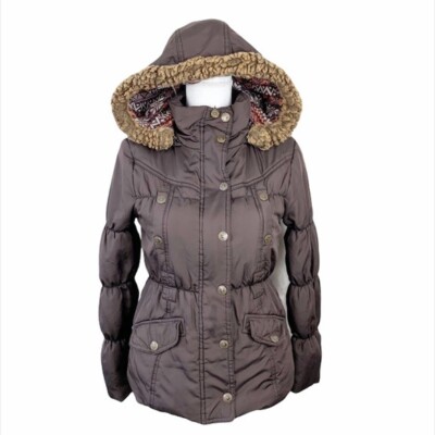 9090 girl Fur Hooded Puffer Jacket Glitter Short Puffer Jacket