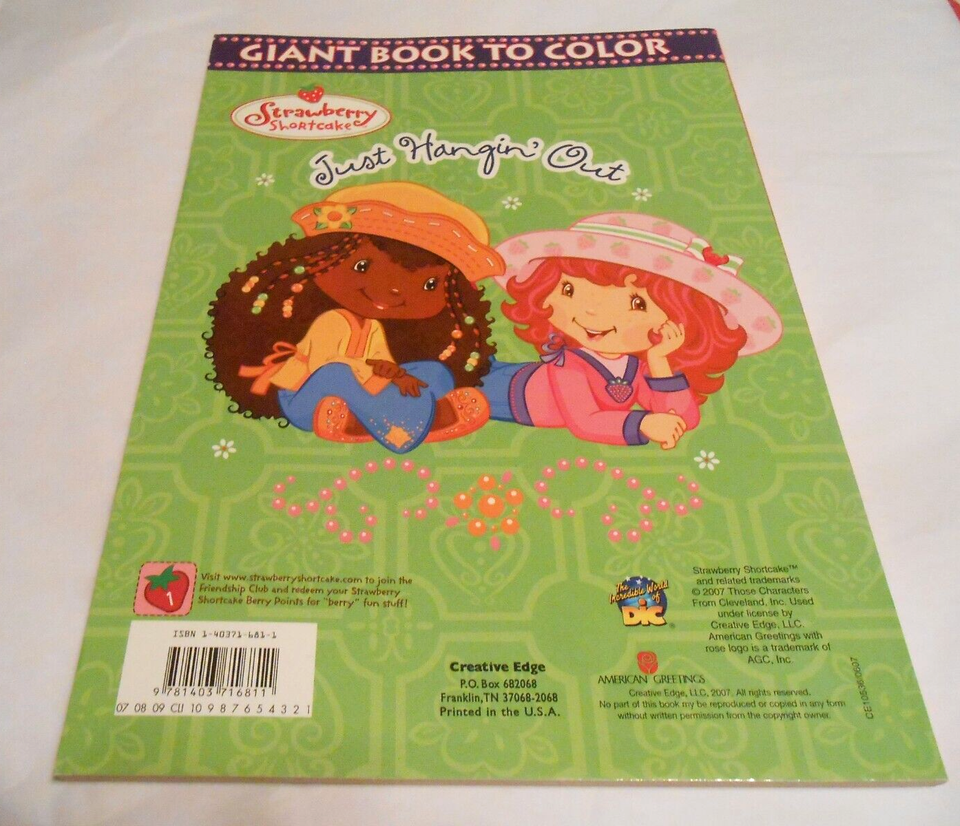 RARE 2007 Strawberry Shortcake Coloring Book JUST HANGIN' OUT Giant