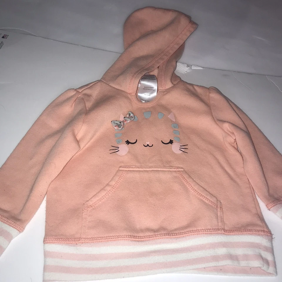 Nanette Kids 18m Cat face with Bow, peach Hoodie - Image 3 of 4