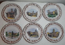 6 Piatti Ceramica SAN POLO VENEZIA Raffigurante ODERZO TV Piazze Ville cm 17,5