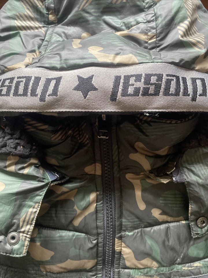 Jaqueta Diesel Masculina 10 Camuflagem Juventude Puffer Zíper Completo Snap Com Capuz LEIA - Imagem 3 de 4