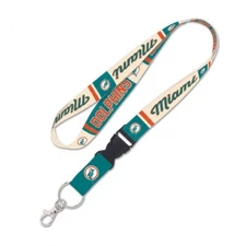 MIAMI DOLPHINS VINTAGE STYLE KEYCHAIN LANYARD DETACH BUCKLE 1" WIDE 22" LONG