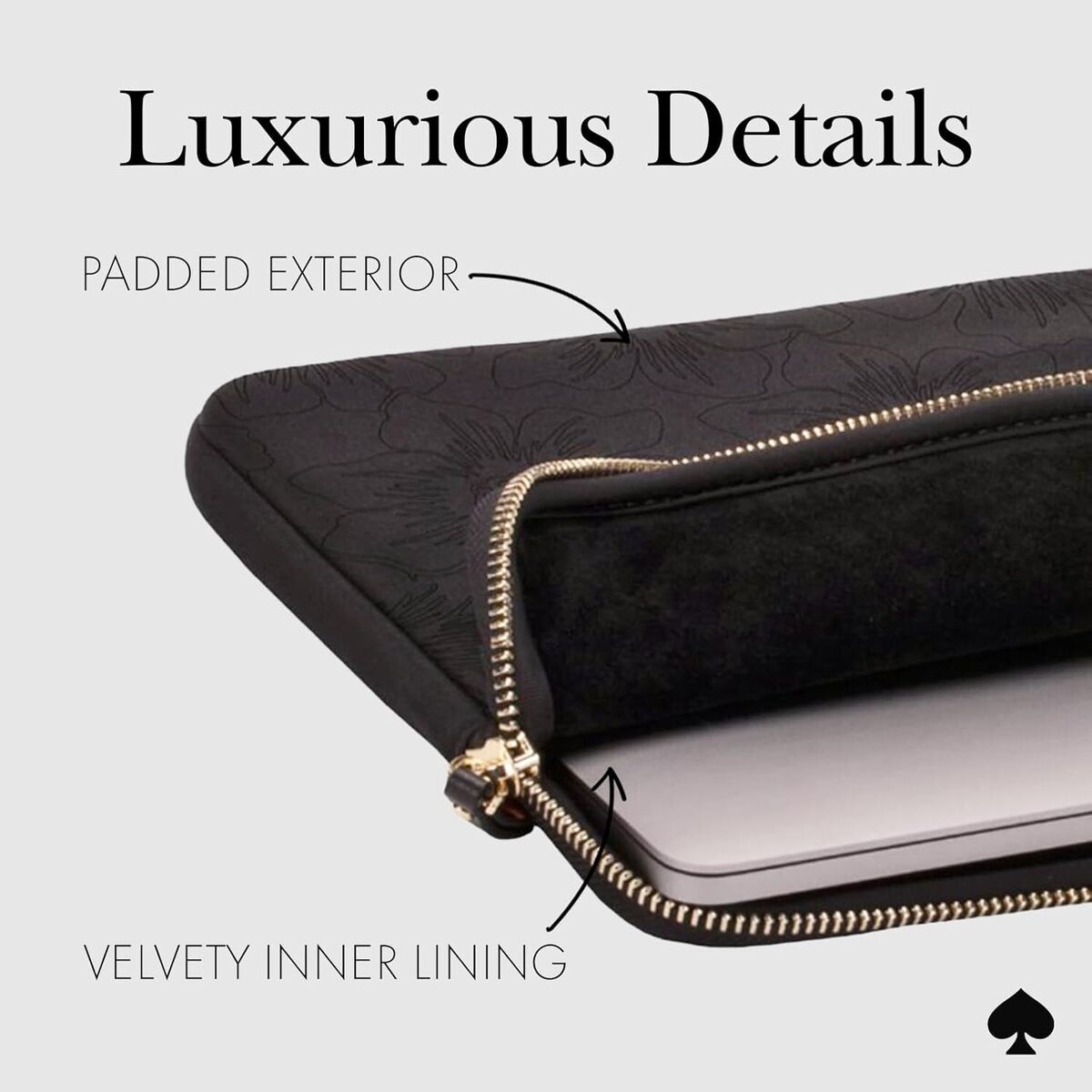 Kate Spade Slim Neoprene Laptop Sleeve 13” Matte Black/Gold Kate Spade Slim Neoprene Laptop Sleeve 13” Matte Black/Gold