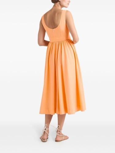 Cinq à Sept Kilah Cotton blend Belted Midi Dress Marmalade Orange size 0 - Picture 6 of 11