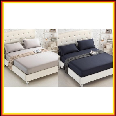 Fitted Sheet Mattress Cover Solid Color Sanding Bedding Linens with Elastic Band