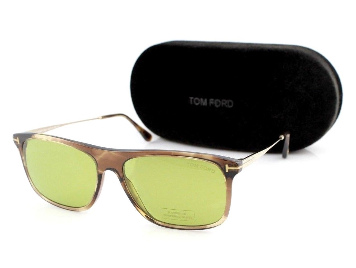 New TOM FORD MAX-02 Brown Melange Green Glass Lens Sunglasses TF