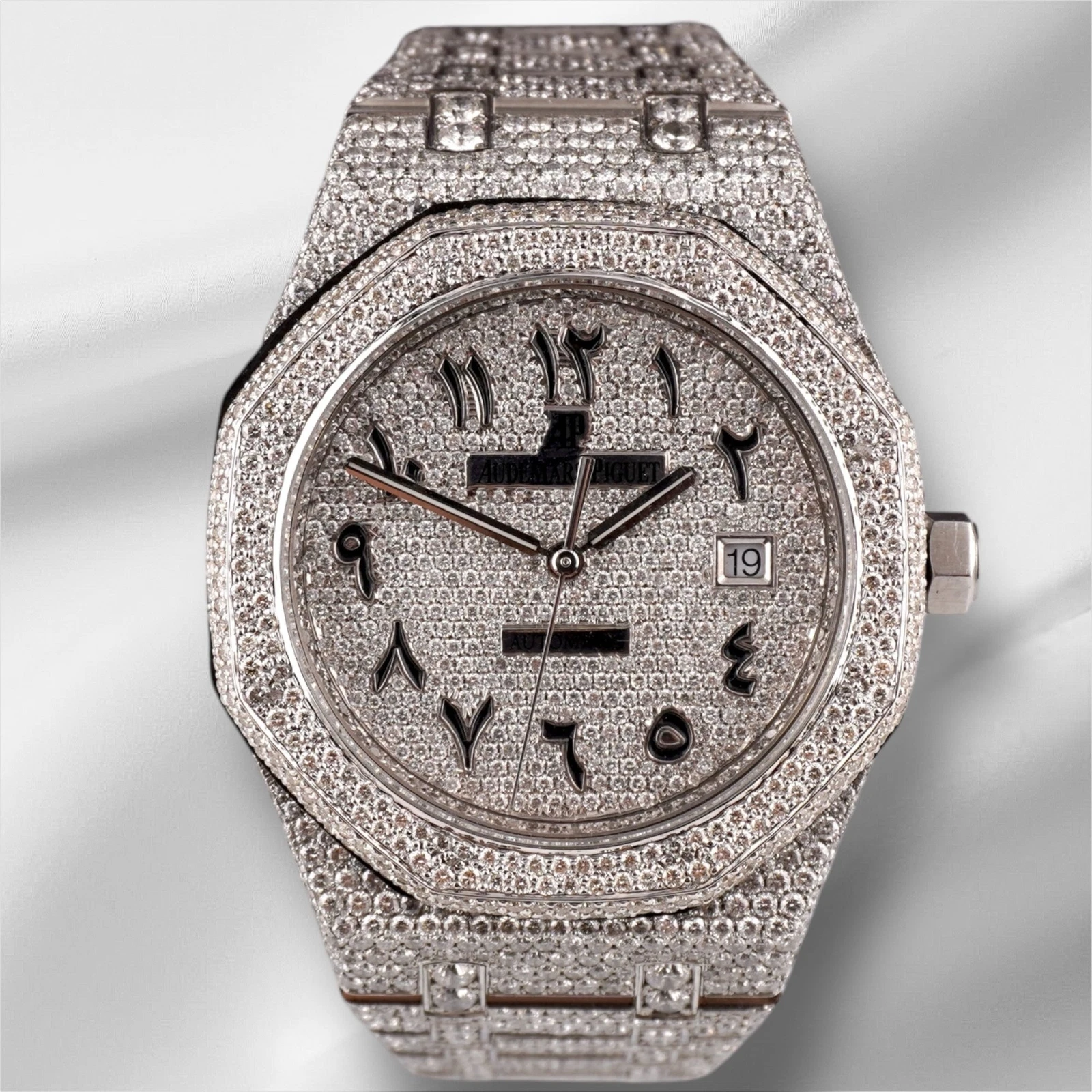 Audemars Piguet — Audemars Piguet Royal Oak 41mm Mens Steel Watch Iced Out 25ct Diamonds 15400ST