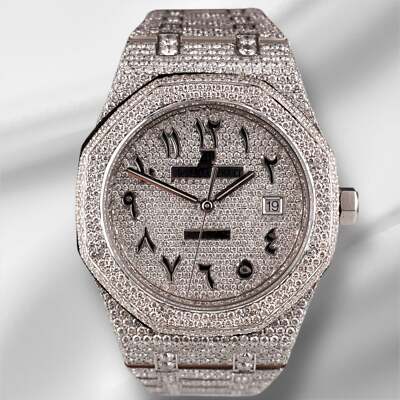 Audemars Piguet Royal Oak 41mm Mens Steel Watch Iced Out 25ct