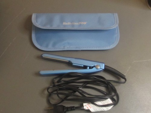 BaBylissPRO Nano Titanium Mini Straightening Iron Blue Travel Size W/ Blue Case