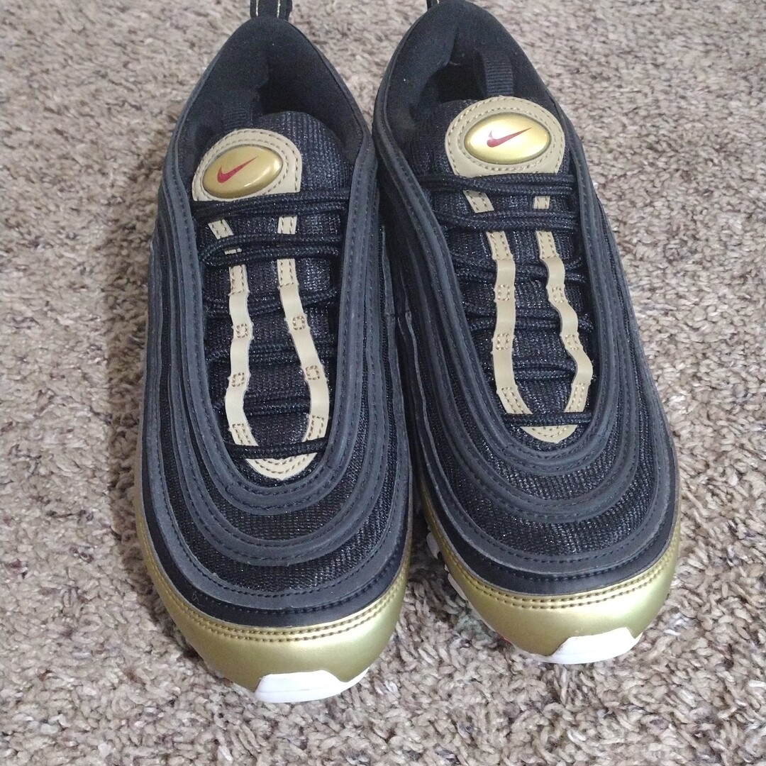 SAOLA Scarpe Nike Air Max 97 Uomo Taglia 7 Lati B Oro Metallizzato Running Sneakers Atletiche
