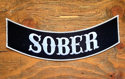 SOBER BIKER ROCKER PATCH 12X3 motorcycle jacket vest leather harley recovery aa