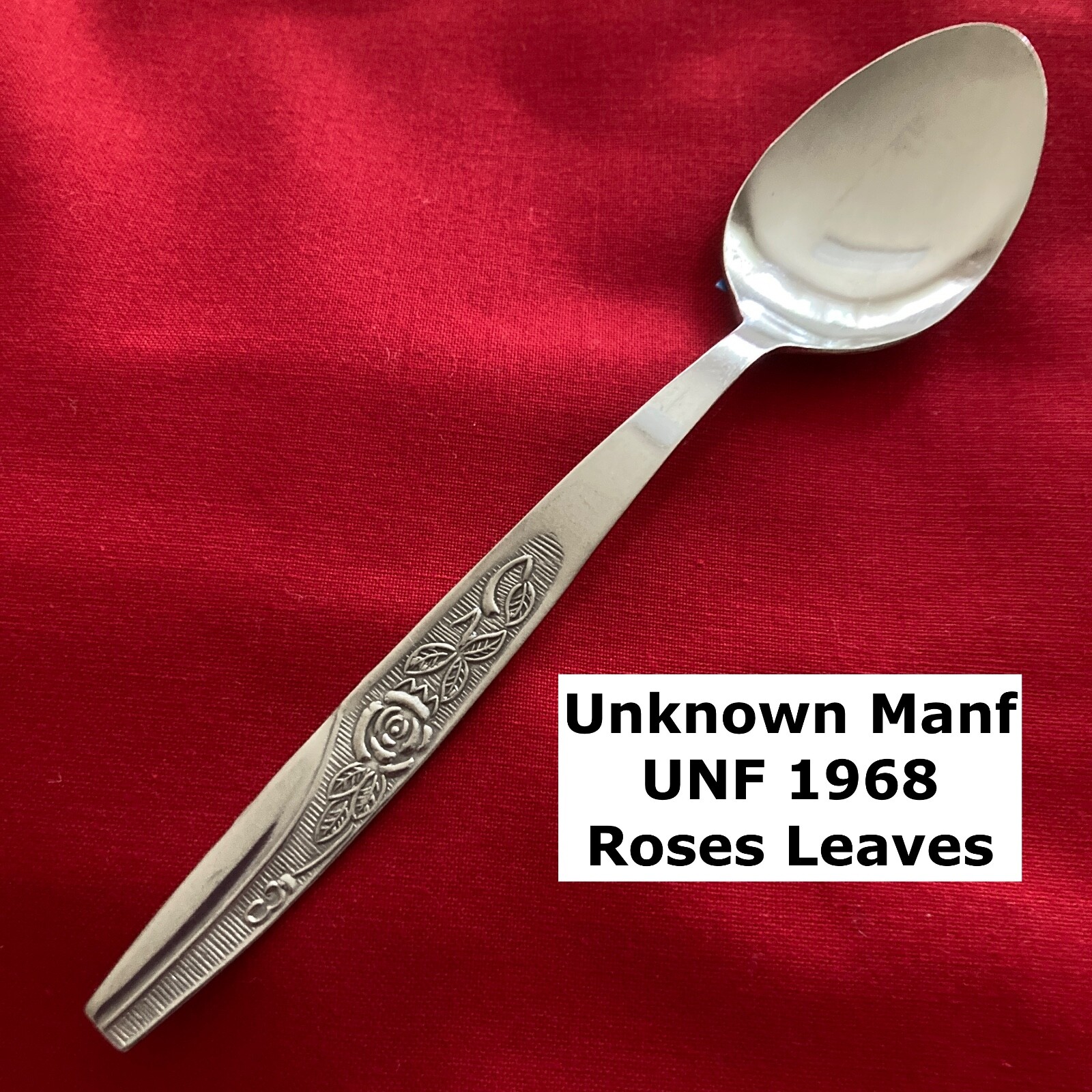 Unbranded UNF 1968 Textured Rose Leaves Teaspoon 6