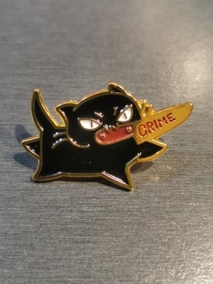 CRAZY CAT PSYCHO MESSER LUSTIG KATZENKILLER Anstecknadel Abzeichen Patch Neu Hochwertig Emaille