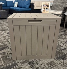 30 Gallon Deck Box Storage Container Seating Tools Organization Deliveries Brown