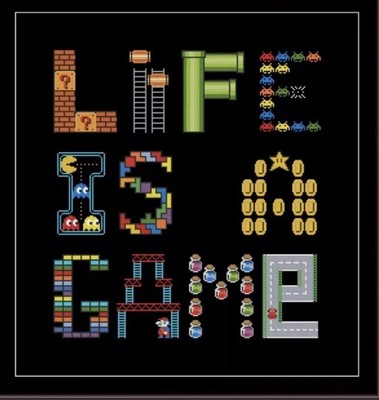 GAMING SAMPLER LIFE IS A GAME COUNTED CROSS STITCH PATTERN