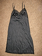 Vintage Vanity Fair Slip Lingerie Black Full Slip Lace 38 Bust 24" length USA