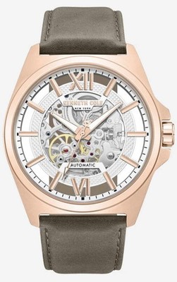 Kenneth Cole KCWGX0065101 Mens Skeleton Automatic Leather Strap Watch