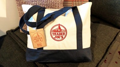 Klassische Trader Joe's Canvas Tote Bag In Navy, NEU!