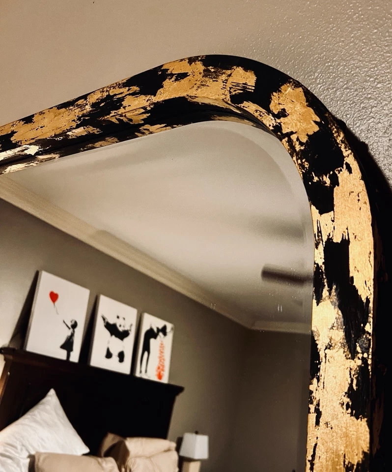 Espejo de piso XL dorado biselado de longitud completa 70”X33” marco de madera PESADO elegante glamour Foto 3 de 4