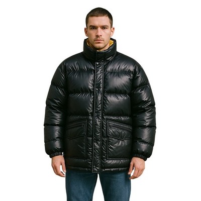Tommy Jeans Black Down Puffer Jacket Men s XL Vintage 90s Hooded Coat