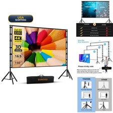 TOWOND 150in Projector Screen with Stand 16:9 4K HD Portable Indoor Outdoor