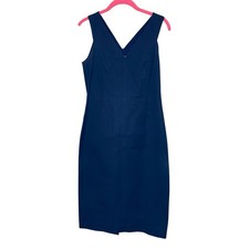 Banana Republic Navy Blue V-Neck Classic Sheath Dress Womens 4 Business Casual