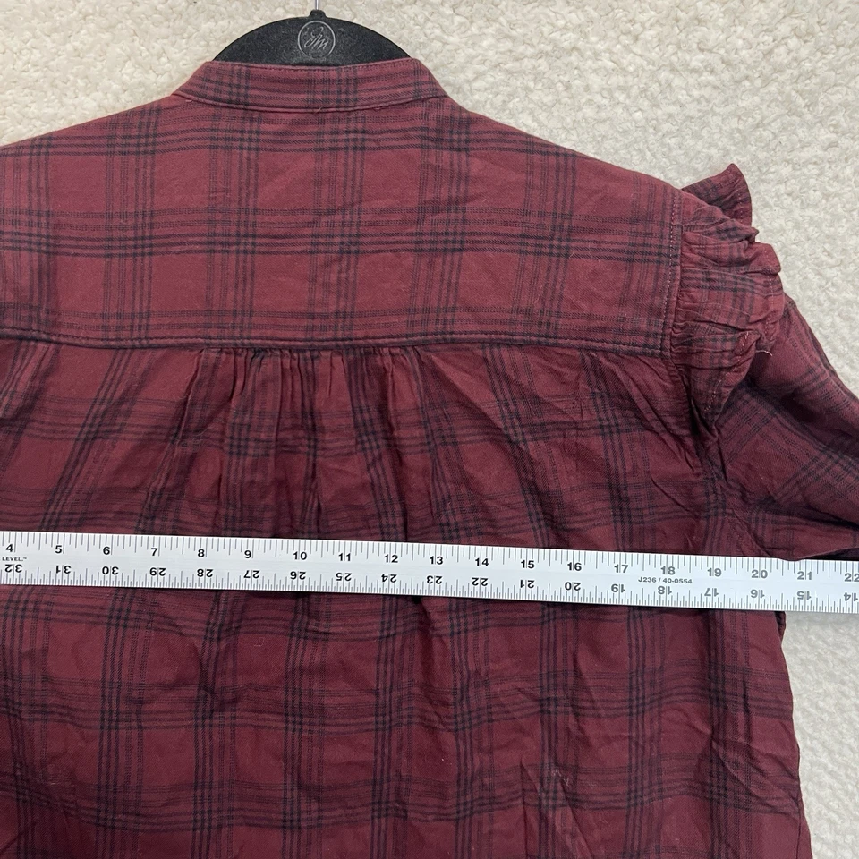 Levi’s Gianna Ruffle Trim Blouse Women’s L Dark Red Plaid Western Modest New - Image 4 of 4