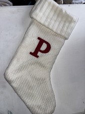    Wondershop White Knit Monogram Christmas Stocking 19" Initial Letter  P    
