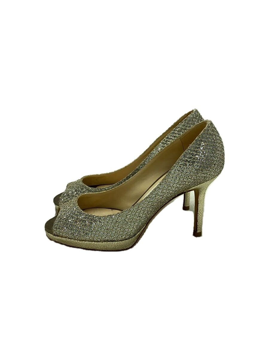 JIMMY CHOO OPEN TOE PUMPS 34.5 SLV