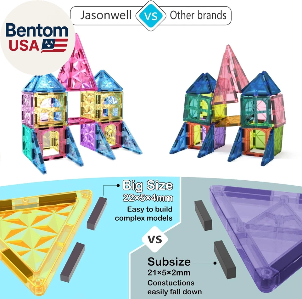 Juego de bloques de construcción de azulejos magnéticos para niños niñas educación preescolar M de 110 piezas Foto 3 de 4