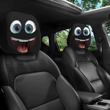 2PCS Funny Cartoon Car Headrest Covers Slanted Eyes Seat Decor