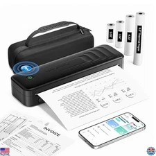Portable Wireless Thermal Printer 8.5"x11" A4, Inkless, Bluetooth, Travel Case