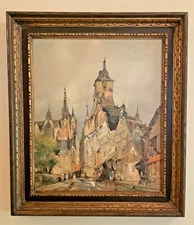 Dutch Painting Original Oil on Canvas by Leendert de Vogel, Signed, Mid Century