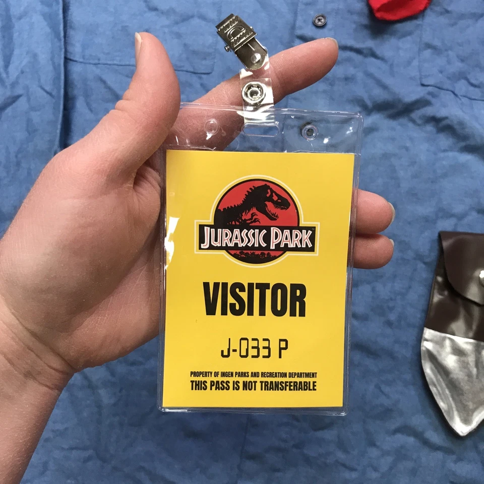 Oficial Parque Jurásico Adulto Dr. Grant Disfraz Sombrero Bufanda Camisa Bolsa Insignia 3XL Foto 2 de 4